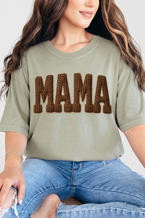 Brown Faux Threaded Mama Comfort Colors Adult Ring - Spun Cotton Tee - Wholesale Accessory Market