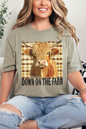 Down On The Farm Highland Cow Comfort Colors Adult Ring - Spun Cotton Tee - Wholesale Accessory Market
