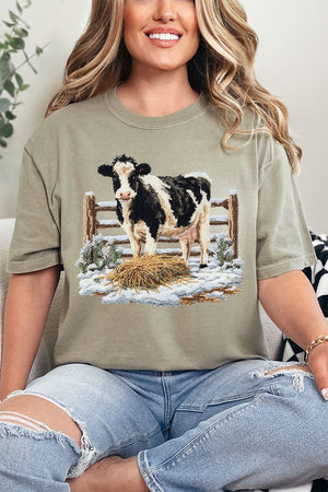 Faux Yarn Moo In The Snow Comfort Colors Adult Ring - Spun Cotton Tee - Wholesale Accessory Market