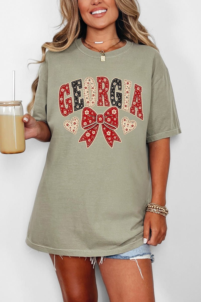 Georgia Blooming Bow Comfort Colors Adult Ring-Spun Cotton Tee - Wholesale Accessory Market