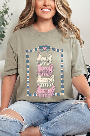 Hen Stack Hearts Comfort Colors Adult Ring - Spun Cotton Tee - Wholesale Accessory Market
