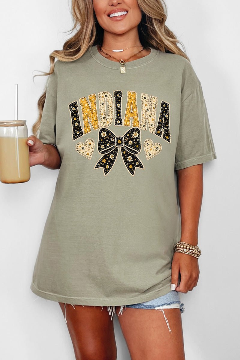 Indiana Blooming Bow Comfort Colors Adult Ring-Spun Cotton Tee - Wholesale Accessory Market