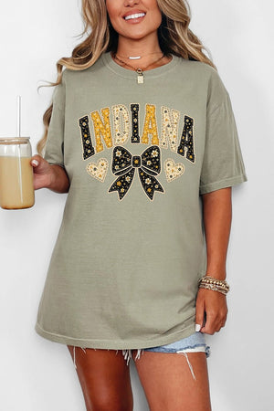 Indiana Blooming Bow Comfort Colors Adult Ring-Spun Cotton Tee - Wholesale Accessory Market