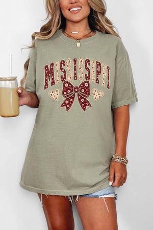 Mississippi Blooming Bow Comfort Colors Adult Ring-Spun Cotton Tee - Wholesale Accessory Market