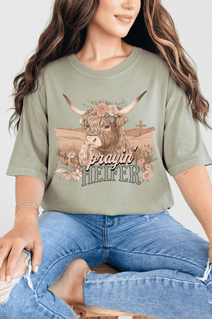 Prayin' Heifer Comfort Colors Adult Ring - Spun Cotton Tee - Wholesale Accessory Market