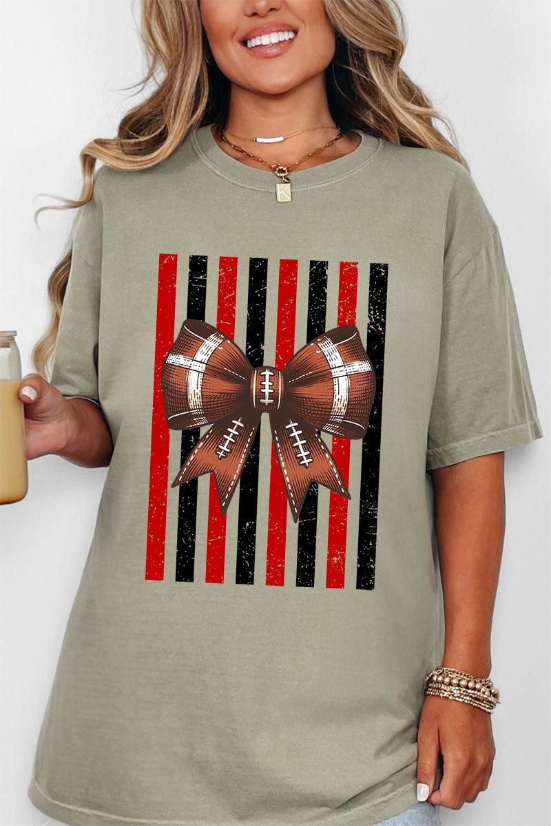 Red & Black Varsity Bow Comfort Colors Adult Ring-Spun Cotton Tee - Wholesale Accessory Market