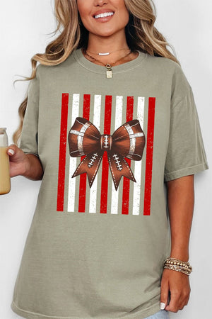 Red & White Varsity Bow Comfort Colors Adult Ring-Spun Cotton Tee - Wholesale Accessory Market