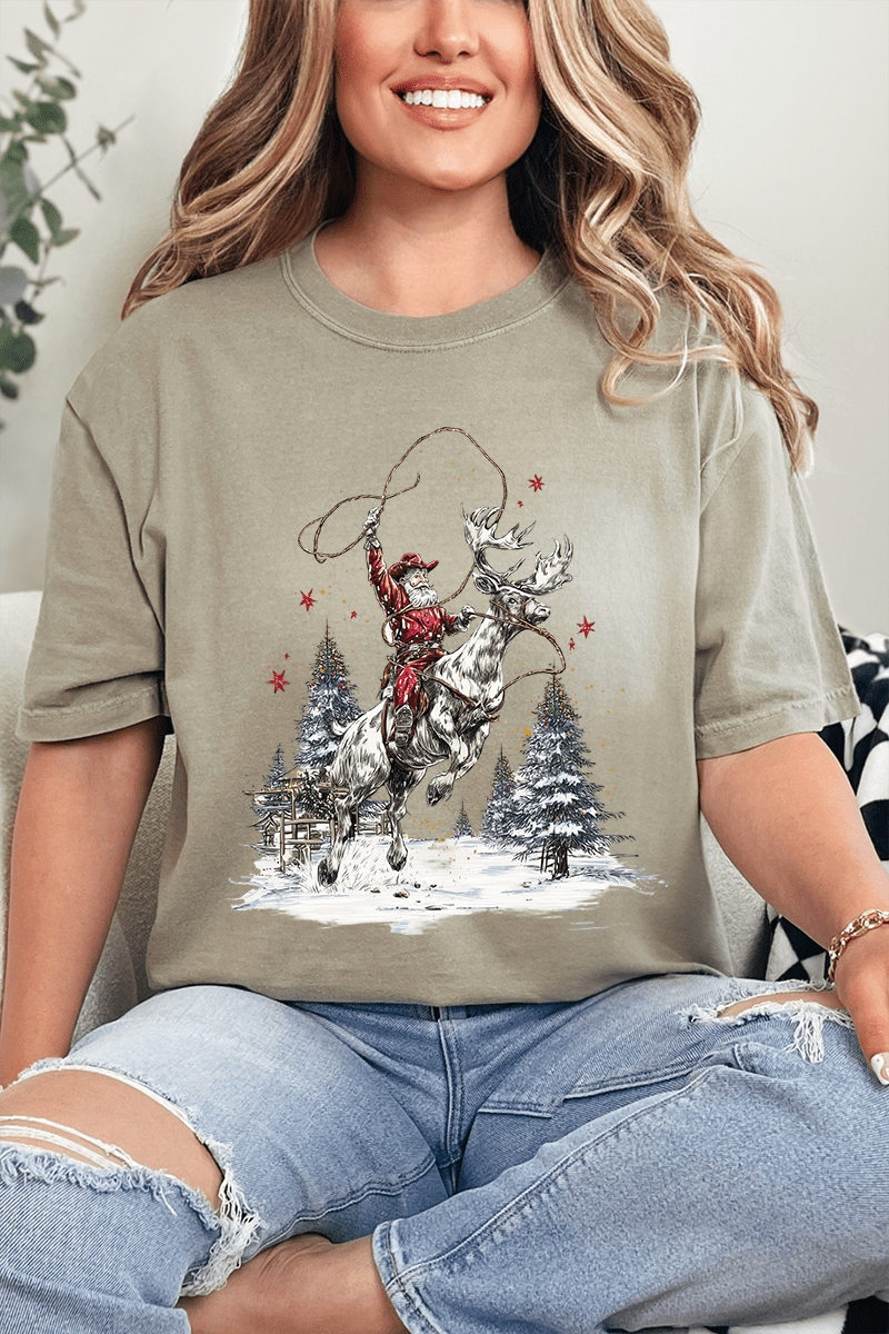 Retro Rodeo Santa Comfort Colors Adult Ring - Spun Cotton Tee - Wholesale Accessory Market