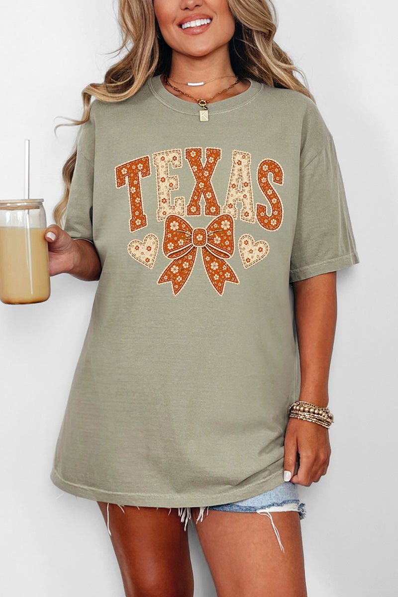 Texas Blooming Bow Comfort Colors Adult Ring-Spun Cotton Tee - Wholesale Accessory Market