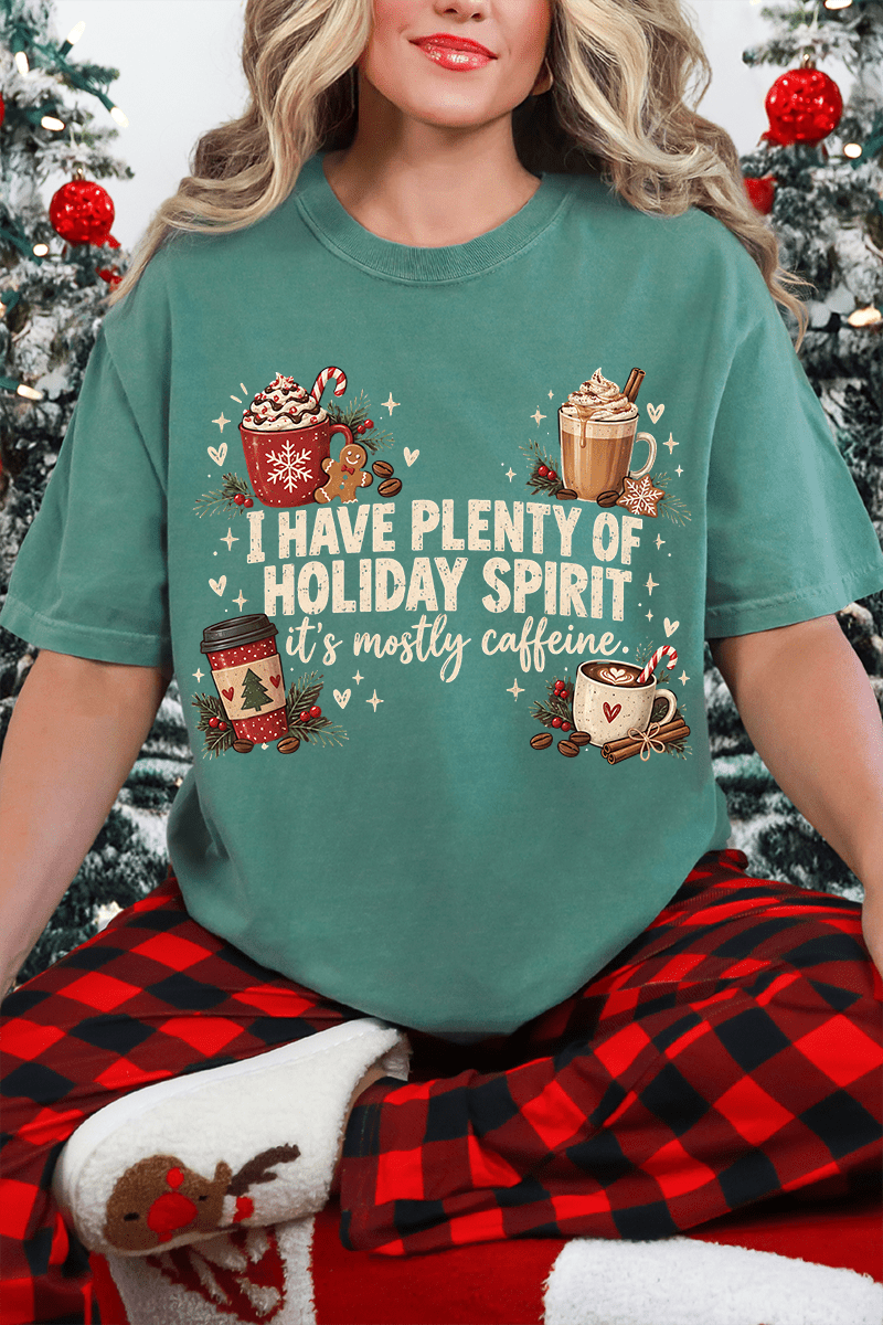 Caffeinated Holiday Spirit Comfort Colors Adult Ring-Spun Cotton Tee - Wholesale Accessory Market