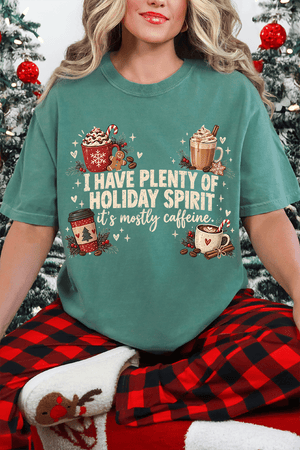 Caffeinated Holiday Spirit Comfort Colors Adult Ring-Spun Cotton Tee - Wholesale Accessory Market