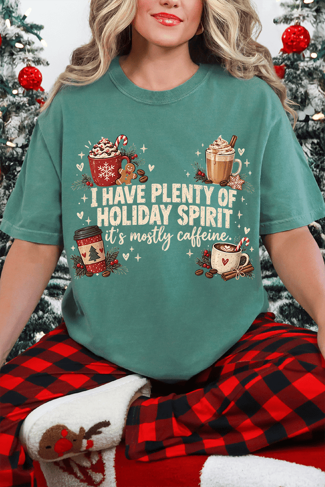 Caffeinated Holiday Spirit Comfort Colors Adult Ring-Spun Cotton Tee - Wholesale Accessory Market