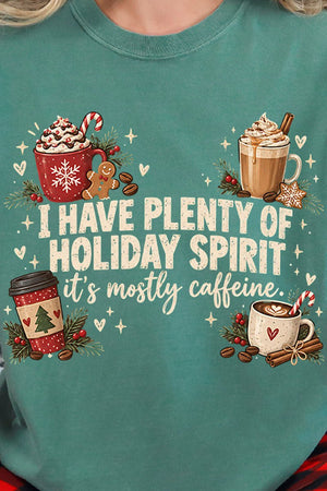 Caffeinated Holiday Spirit Comfort Colors Adult Ring-Spun Cotton Tee - Wholesale Accessory Market