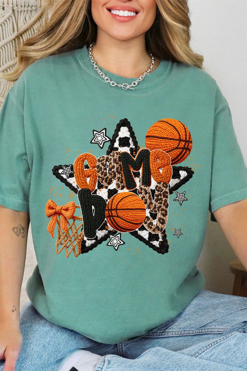 Faux Yarn Basketball Game Day Comfort Colors Adult Ring - Spun Cotton Tee - Wholesale Accessory Market