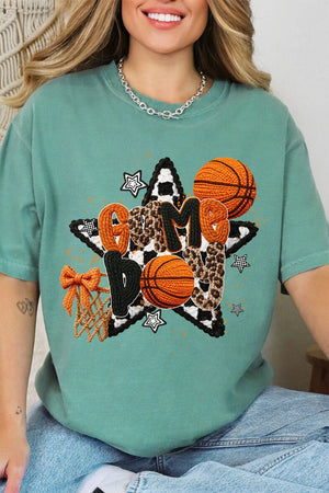 Faux Yarn Basketball Game Day Comfort Colors Adult Ring - Spun Cotton Tee - Wholesale Accessory Market