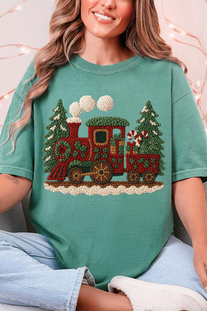 Faux Yarn Mistletoe Express Comfort Colors Adult Ring - Spun Cotton Tee - Wholesale Accessory Market