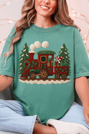 Faux Yarn Mistletoe Express Comfort Colors Adult Ring - Spun Cotton Tee - Wholesale Accessory Market