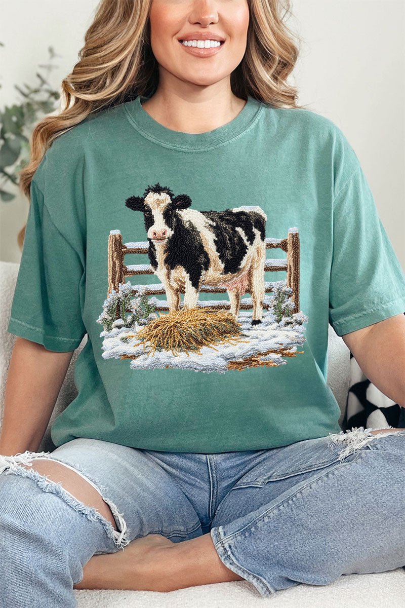 Faux Yarn Moo In The Snow Comfort Colors Adult Ring - Spun Cotton Tee - Wholesale Accessory Market