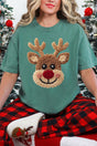 Faux Yarn Red Nose Reindeer Comfort Colors Adult Ring - Spun Cotton Tee - Wholesale Accessory Market