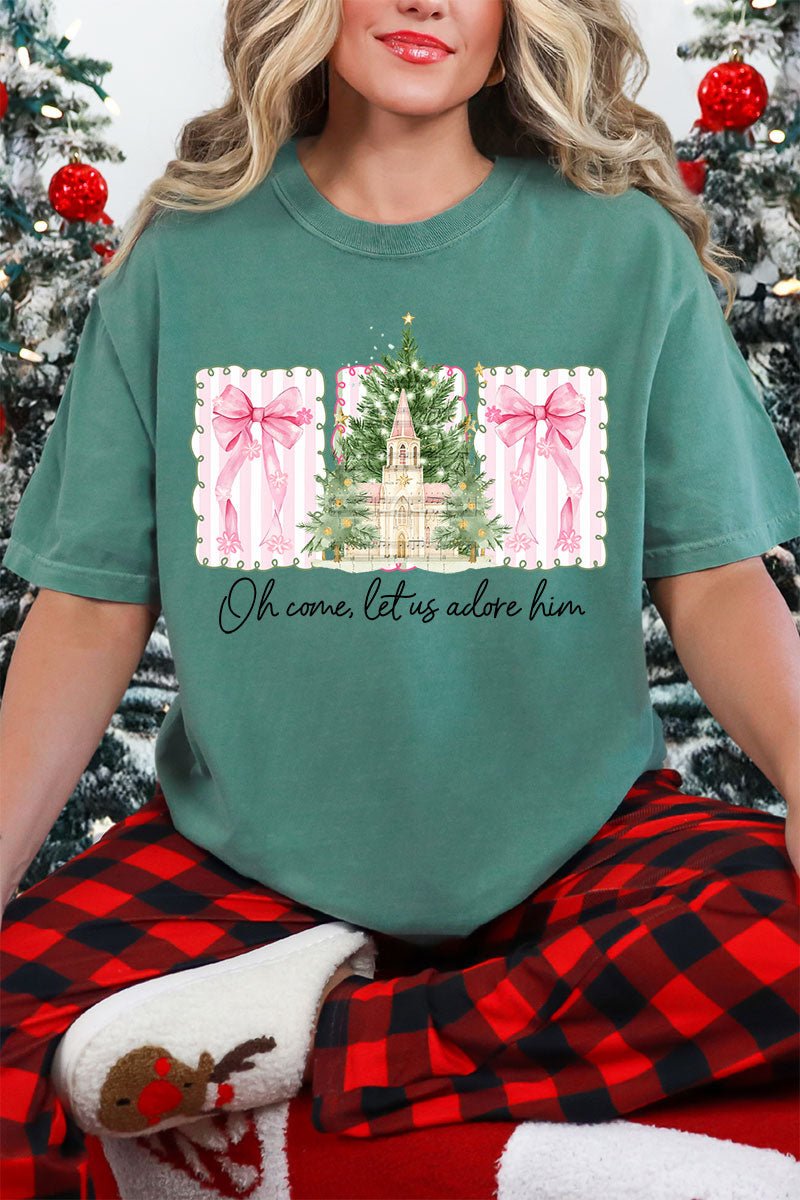 Notes Oh Come Let Us Adore Him Comfort Colors Adult Ring - Spun Cotton Tee - Wholesale Accessory Market