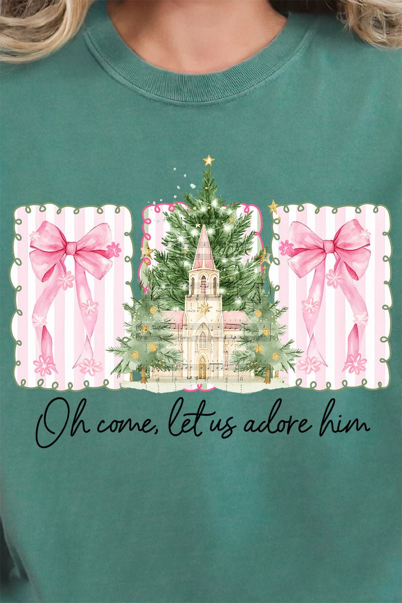 Notes Oh Come Let Us Adore Him Comfort Colors Adult Ring - Spun Cotton Tee - Wholesale Accessory Market