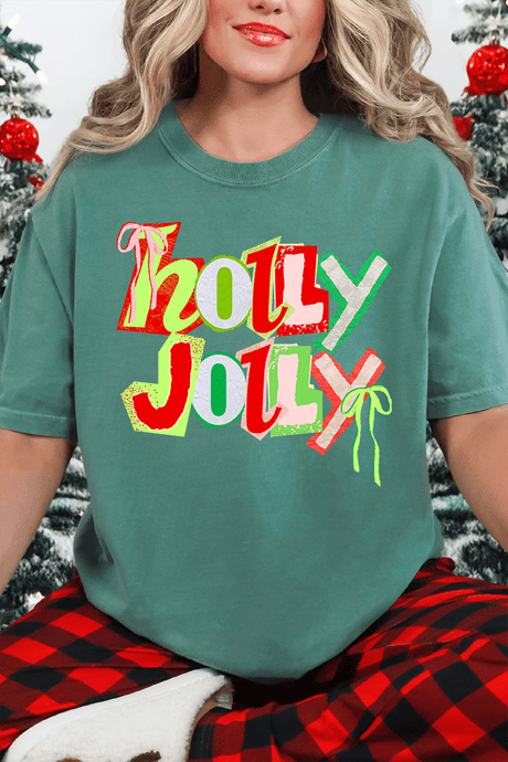 Retro Holly Jolly Comfort Colors Adult Ring - Spun Cotton Tee - Wholesale Accessory Market