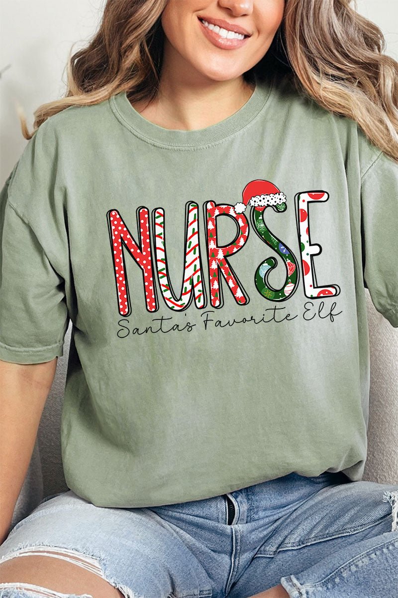 Santa's Favorite Elf Nurse Comfort Colors Adult Ring - Spun Cotton Tee - Wholesale Accessory Market