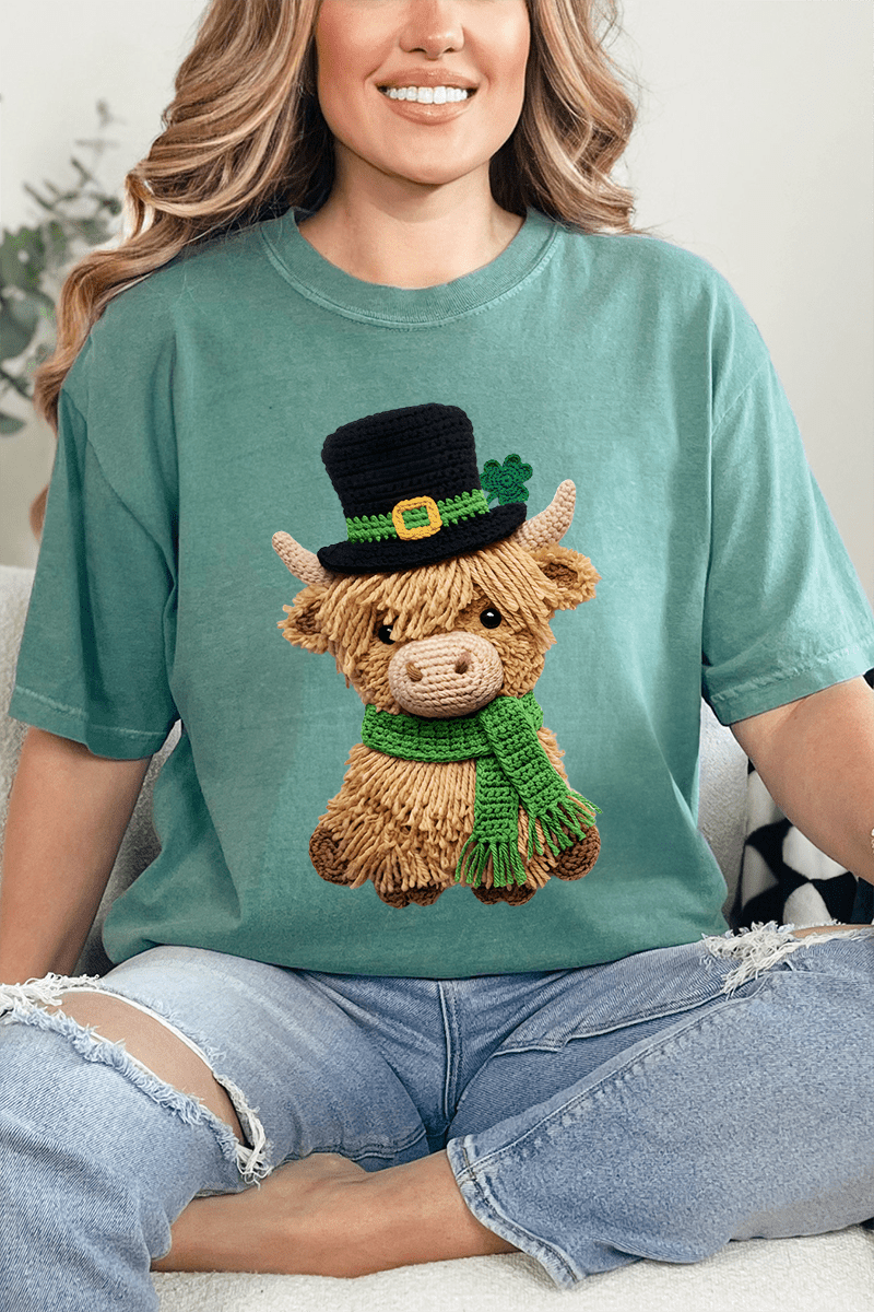 Shamrock & Moo Faux Yarn Comfort Colors Adult Ring - Spun Cotton Tee - Wholesale Accessory Market