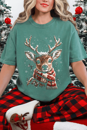 Snow Kissed Reindeer Comfort Colors Adult Ring-Spun Cotton Tee - Wholesale Accessory Market