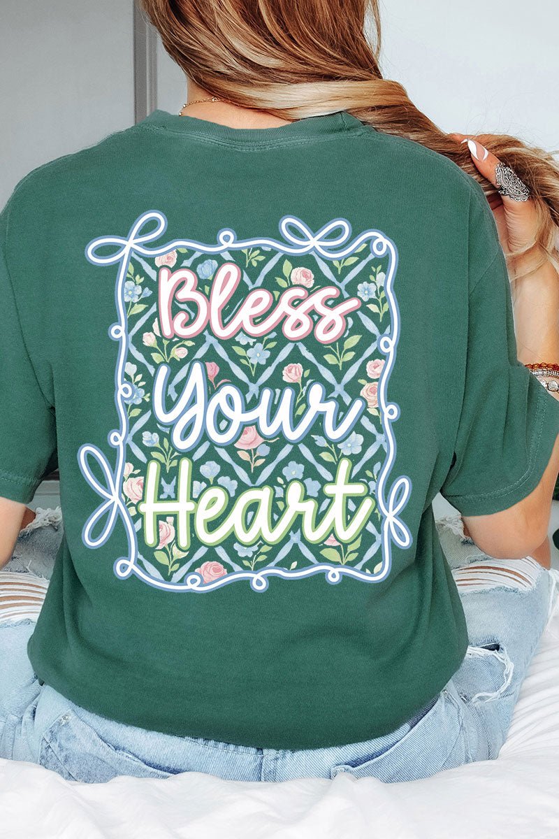 Spring Coquette Bless Your Heart Front & Back Comfort Colors Adult Ring - Spun Cotton Tee - Wholesale Accessory Market