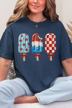 Painted Patriotic Popsicles Comfort Colors Adult Ring - Spun Cotton Tee - Wholesale Accessory Market