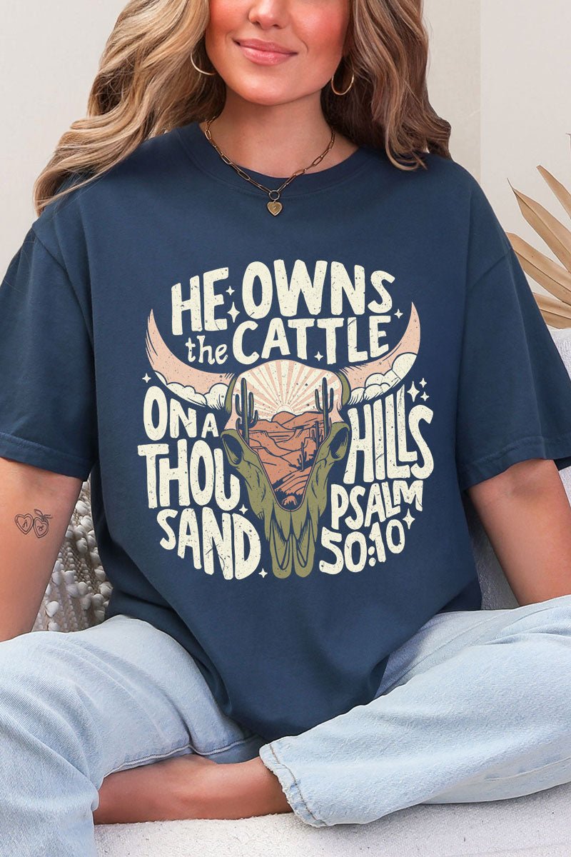Peach He Owns The Cattle Comfort Colors Adult Ring - Spun Cotton Tee - Wholesale Accessory Market