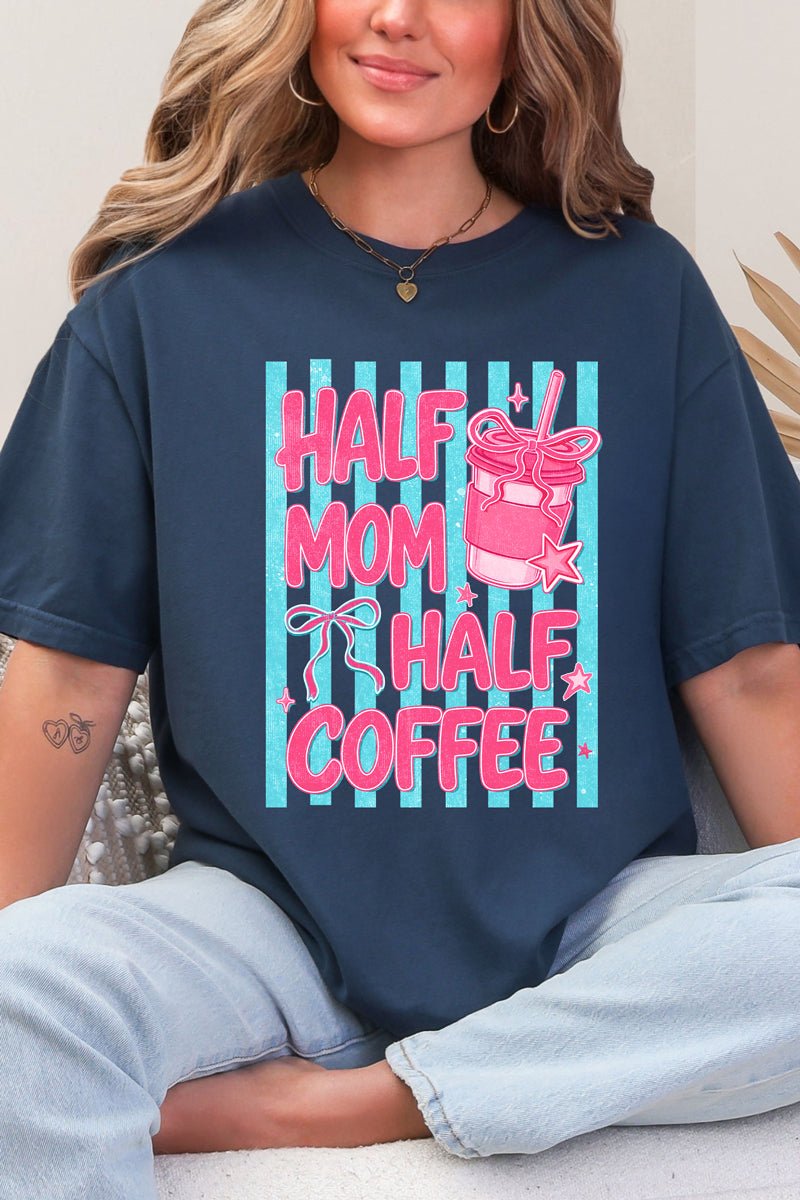 Pink Pop Half Mom Half Coffee Comfort Colors Adult Ring-Spun Cotton Tee - Wholesale Accessory Market