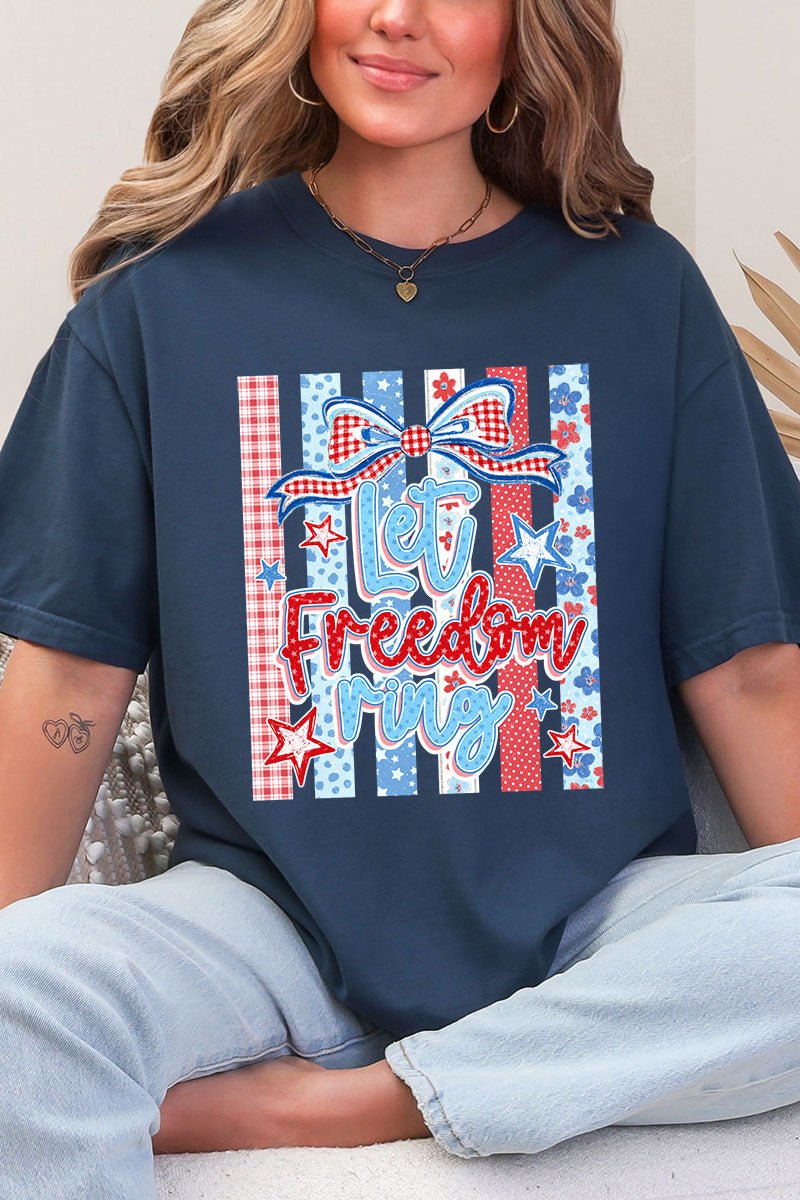 Striped Coquette Let Freedom Ring Comfort Colors Adult Ring - Spun Cotton Tee - Wholesale Accessory Market