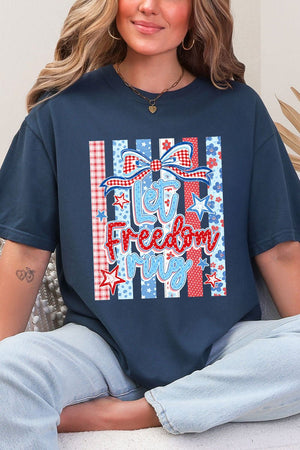 Striped Coquette Let Freedom Ring Comfort Colors Adult Ring - Spun Cotton Tee - Wholesale Accessory Market