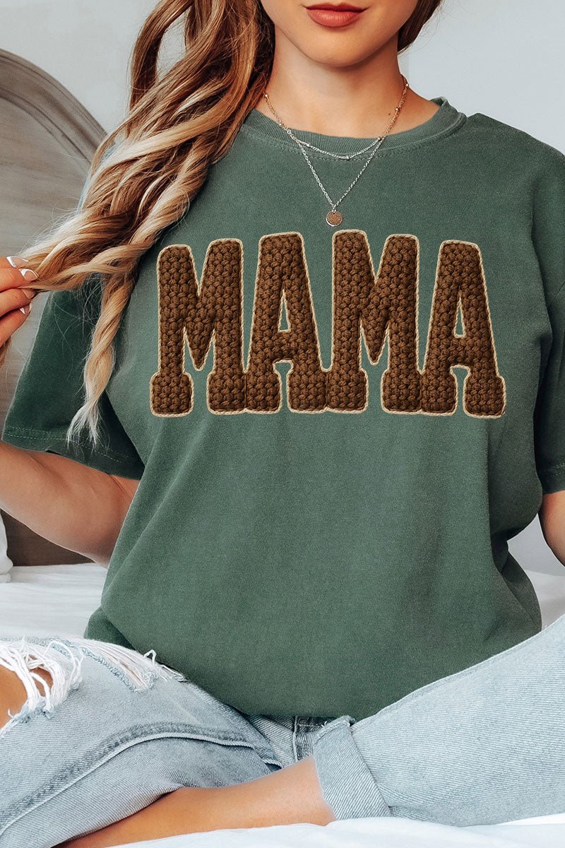 Brown Faux Threaded Mama Comfort Colors Adult Ring - Spun Cotton Tee - Wholesale Accessory Market
