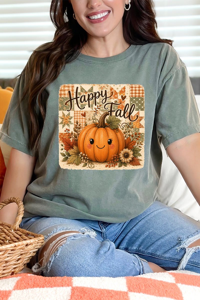 Happy Pumpkin Patchwork Comfort Colors Adult Ring-Spun Cotton Tee - Wholesale Accessory Market