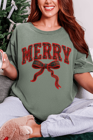 Merry In Plaid Comfort Colors Adult Ring - Spun Cotton Tee - Wholesale Accessory Market