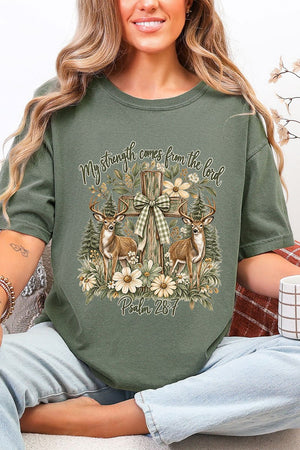 My Strength Woodland Deer Comfort Colors Adult Ring-Spun Cotton Tee - Wholesale Accessory Market