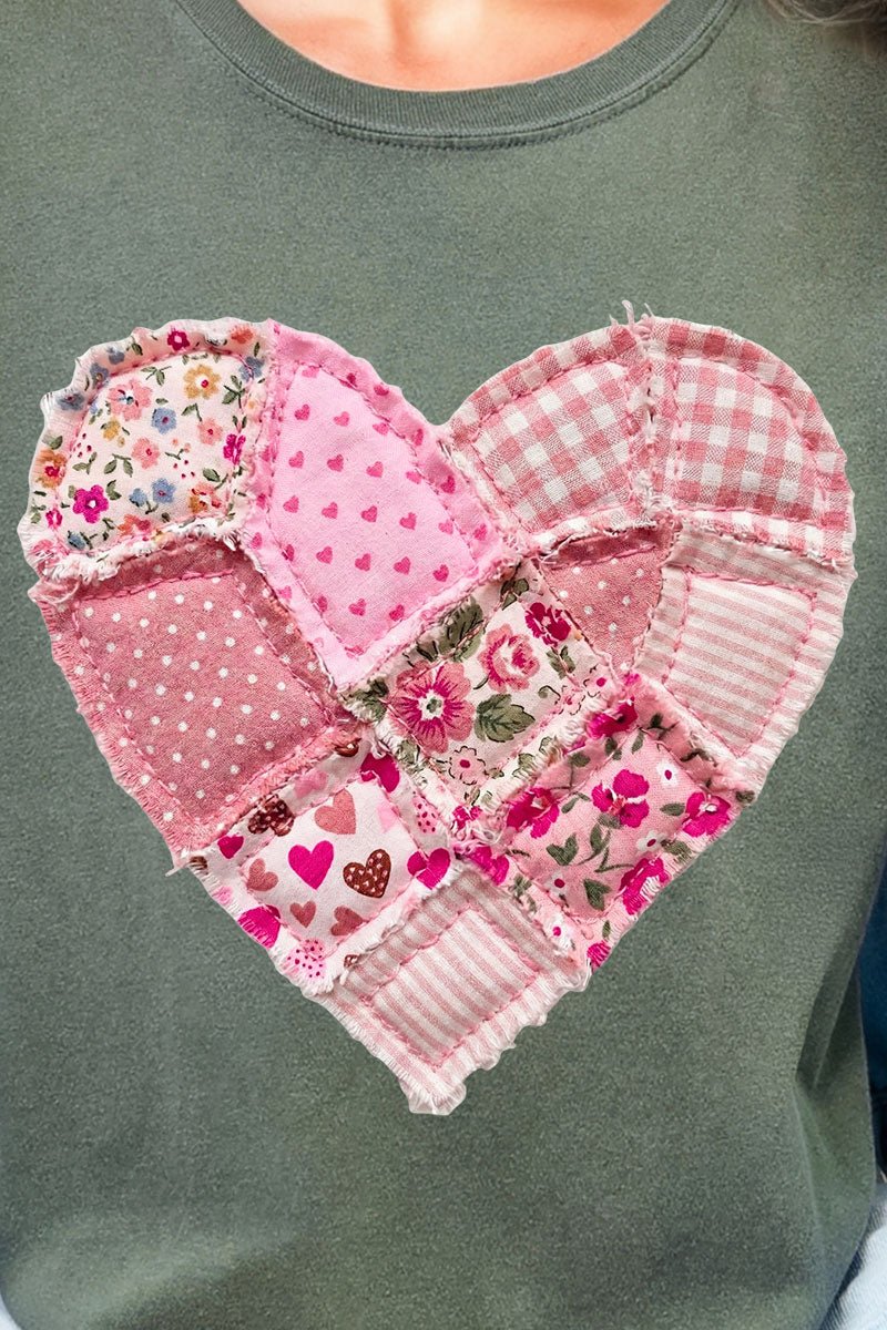 Patchwork Heart Comfort Colors Adult Ring - Spun Cotton Tee - Wholesale Accessory Market