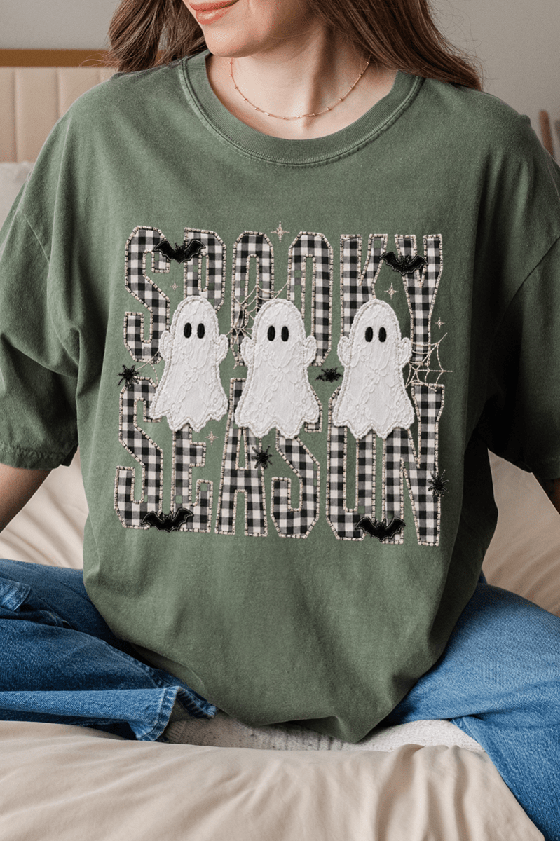 Spooky Season Gingham & Ghosts Comfort Colors Adult Ring-Spun Cotton Tee - Wholesale Accessory Market