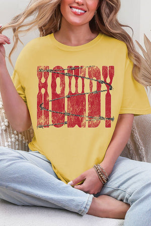 Barbed Wire Howdy Comfort Colors Adult Ring - Spun Cotton Tee - Wholesale Accessory Market