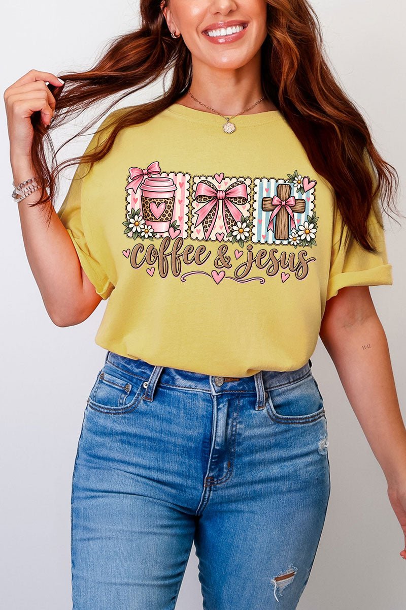 Coffee & Jesus Coquette Comfort Colors Adult Ring-Spun Cotton Tee - Wholesale Accessory Market