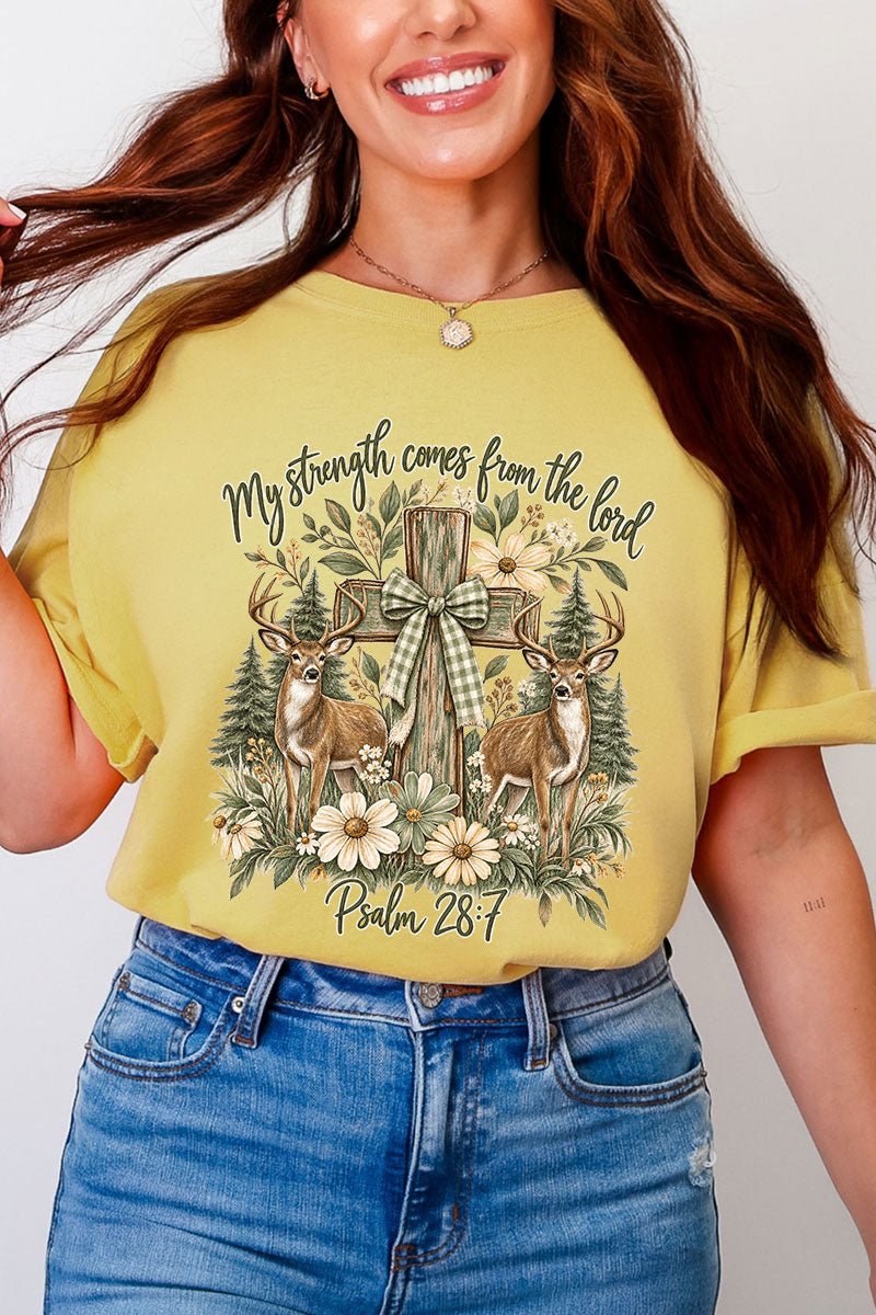 My Strength Woodland Deer Comfort Colors Adult Ring-Spun Cotton Tee - Wholesale Accessory Market