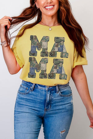 Patchwork Camo Mama Comfort Colors Adult Ring - Spun Cotton Tee - Wholesale Accessory Market