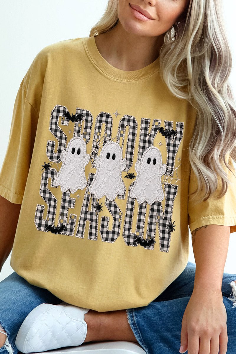 Spooky Season Gingham & Ghosts Comfort Colors Adult Ring-Spun Cotton Tee - Wholesale Accessory Market