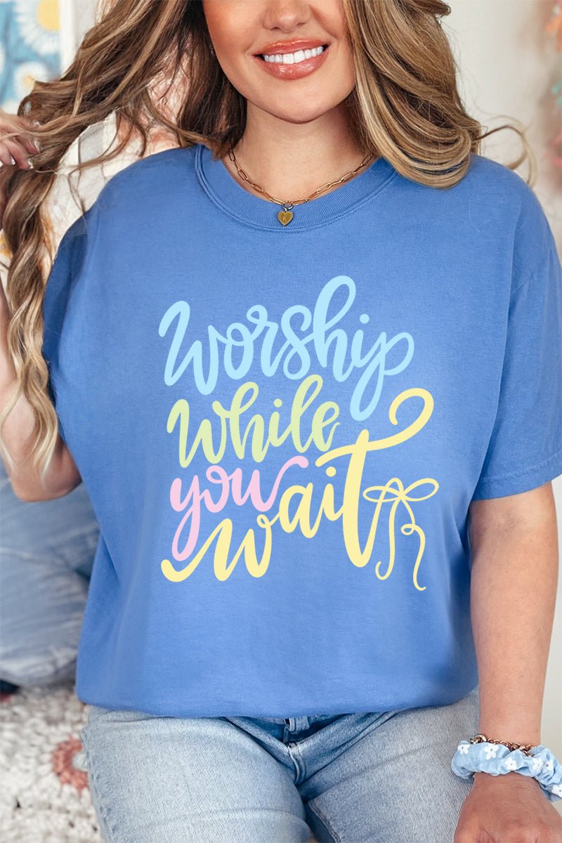 Worship While You Wait Comfort Colors Adult Ring - Spun Cotton Tee - Wholesale Accessory Market