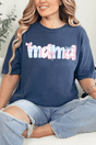 Coquette Floral Pink And Blue Mama Comfort Colors Adult Ring - Spun Cotton Tee - Wholesale Accessory Market