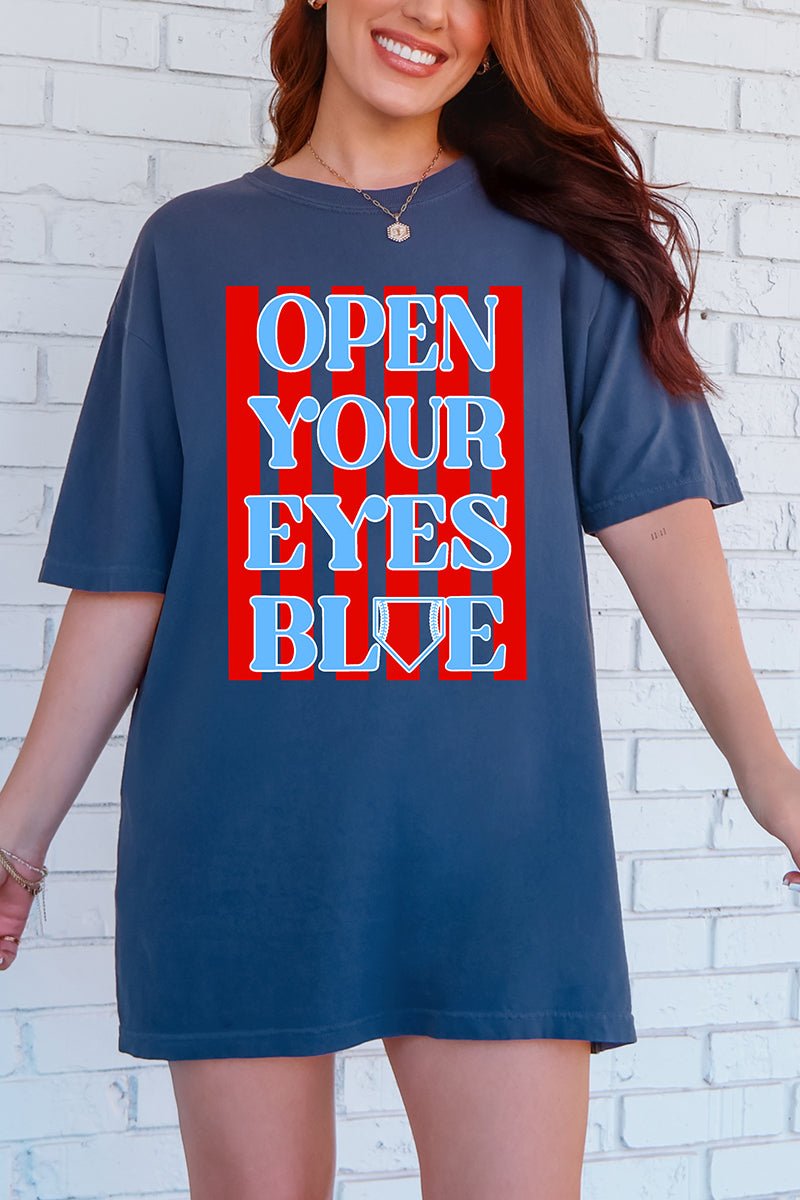 Open Your Eyes Blue Comfort Colors Adult Ring - Spun Cotton Tee - Wholesale Accessory Market