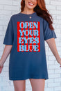 Open Your Eyes Blue Comfort Colors Adult Ring - Spun Cotton Tee - Wholesale Accessory Market
